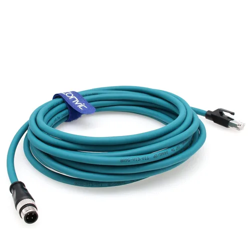 Miniatura 5 de Cable de red para cámara industrial Cognex de 4 pines M12 de 4 pines a RJ45, cables blindados CAT5e (azul, 1M)