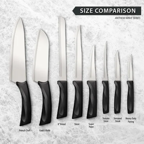 Miniatura 6 de RADA Anthem Series - Cuchillo de corte de acero inoxidable con mango ergonómico de resina negra, 11-5/8 pulgadas, paquete de 2