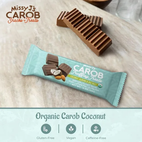 Miniatura 4 de Missy J's Trufa de algarroba de coco y almendra de 1.38 onzas, paquete de 3 unidades, algarroba hecha con azúcar de coco, vegano sin gluten