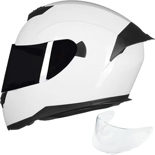 Miniatura 9 de ILM Casco de Motocicleta de Cara Completa para Motocross y Street Bike Certificado DOT 2 Viseras Modelo-317 (Negro Brillante, S)