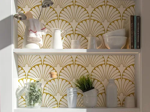 Miniatura 4 de MelunMer Papel tapiz dorado para despegar y pegar, papel adhesivo dorado bohemio para gabinetes, autoadhesivo, extraíble, para dormitorio/baño