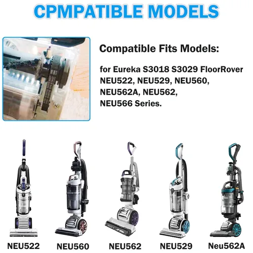 Miniatura 4 de Correas de vacío de repuesto para aspiradora vertical sin bolsa Eureka FloorRover, piezas de repuesto S3029 S3018 S3014, para modelos NEU522