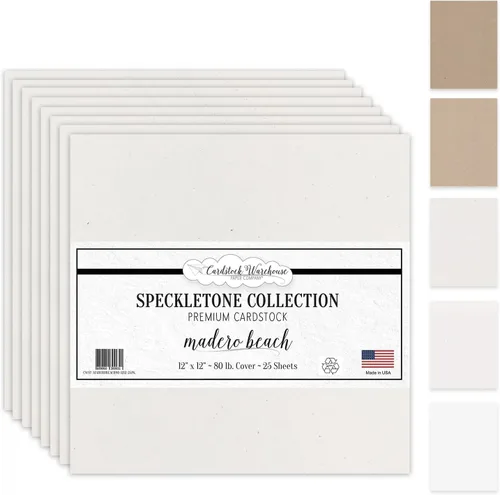 Cardstock Warehouse Speckletone Madero Beach Sand - 12 x 12 pulgadas - 80 libras / 7.58 oz/m² 100% reciclado de alta calidad - 25 hojas