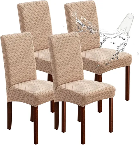 Miniatura 56 de Genina Fundas impermeables para sillas de comedor, fundas elásticas de jacquard para sillas de comedor, extraíbles y lavables, protector de silla