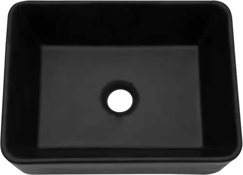 Miniatura 13 de Lordear Lavabo Rectangular de Baño Tipo Vasija 24X14 Pulgadas Lavabos de Baño Blancos de 24 Pulgadas con Borde Negro Lavabo de Cerámica Sobre