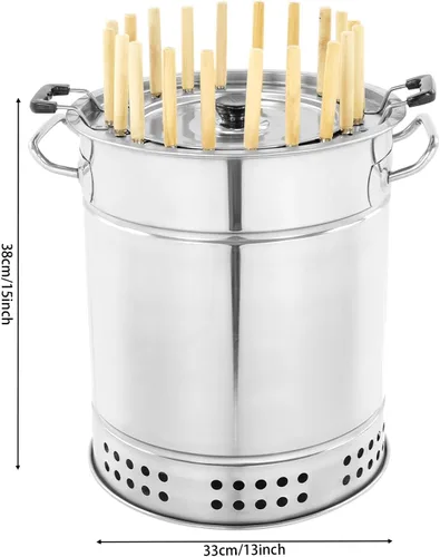 Miniatura 4 de Parrilla de carbón portátil para barbacoa, parrilla envolvente de acero inoxidable, parrilla de barril de carbón, capacidad de 20 brochetas