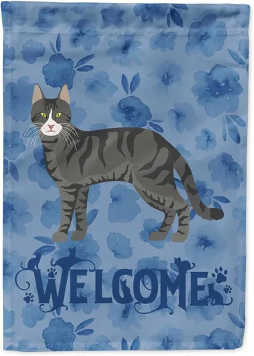 Miniatura 28 de Caroline's Treasures CK4813CHF - Bandera de bienvenida con gato abisinio azul, manga grande, para porche, para colgar en la pared, poliéster