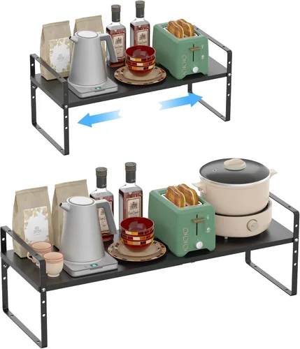Miniatura 3 de iPEGTOP Estante organizador de almacenamiento expandible para gabinete, soporte de armario resistente, estante de especias, altura ajustable