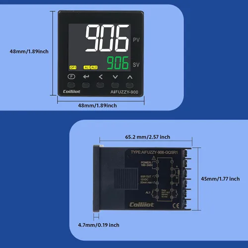 Miniatura 5 de Controlador de Temperatura PID, Coiliiot Voltaje AC100-240V, Pantalla LCD, Salida Dual de Relé y SSR, Salida Dual de Alarma, Termostato PID