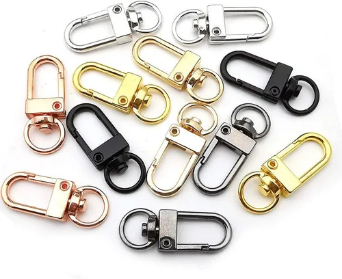 Miniatura 5 de 24 cierres de pinza de langosta de metal de tamaño pequeño, cordones giratorios, ganchos a presión para llavero, conector, bolsas de bricolaje
