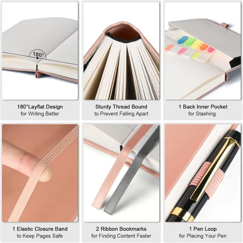 Miniatura 2 de Cuaderno rayado, cuaderno grande A5 con rayas universitarias, cuaderno de trabajo de 312 páginas numeradas con calcomanías de índice, papel grueso