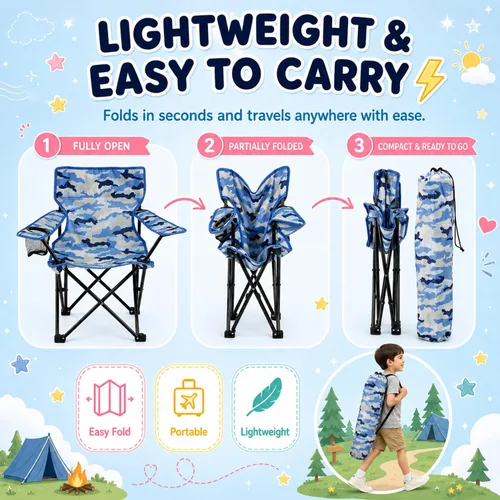 Miniatura 4 de Emily Rose Silla de Playa y Campamento Plegable para Niños con Seguro de Seguridad - Silla de Viaje y Campamento para Niños, Niñas y Bebés de 2 a 7