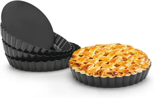Miniatura 13 de Beasea Sartén para tartas de 10 pulgadas con parte inferior extraíble, sartén antiadherente para quiche con borde estriado, base suelta, bandeja
