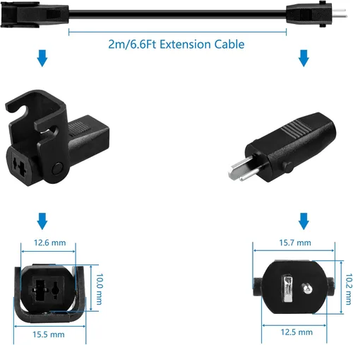Miniatura 2 de Cable de alimentación de extensión de 2 clavijas de 6 pies para transformador eléctrico FBS PSK651 compatible con sillas elevadoras Pride CTLDC1582