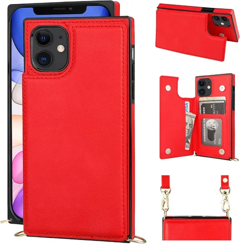 Miniatura 9 de Bocasal Funda tipo cartera cruzada para iPhone 11 Pro Max, soporte para tarjetas de crédito, de piel sintética, a prueba de golpes, desmontable