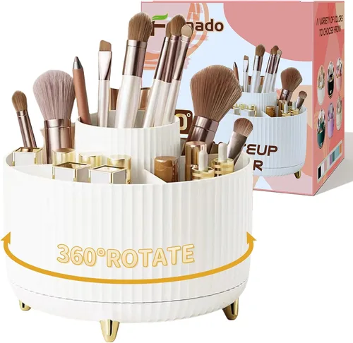 Miniatura 8 de Organizador de maquillaje con 2 cajones, organizadores de maquillaje para encimera de tocador y baño, organización de maquillaje y almacenamiento