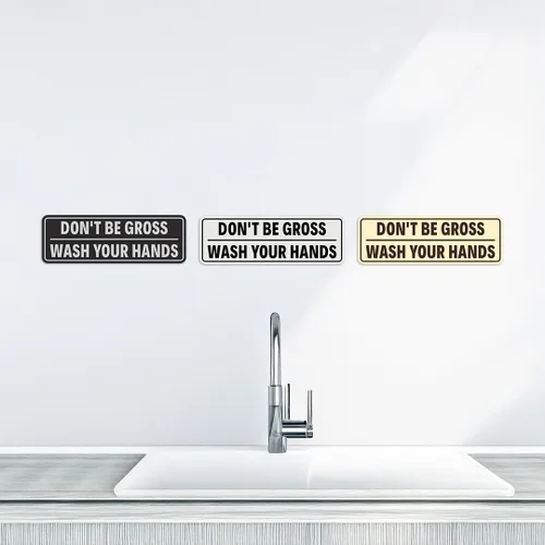 Miniatura 5 de Letrero estándar para puerta o pared, diseño de "Don't Be Gross ("Wash Your Hands"), color negro, mediano
