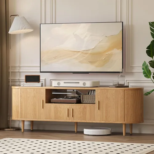 Miniatura 11 de OtterOasis Soporte de TV acanalado de 62 pulgadas, soporte de TV moderno de mediados de siglo para televisores de hasta 70 pulgadas, centro