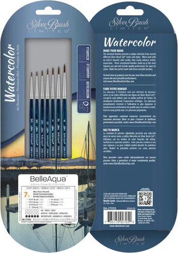Miniatura 18 de Silver Brush Limited BA-2753S BelleAqua - Juego de pinceles redondos básicos para acuarela, 3 piezas, mango corto profesional, juego de pinceles Set