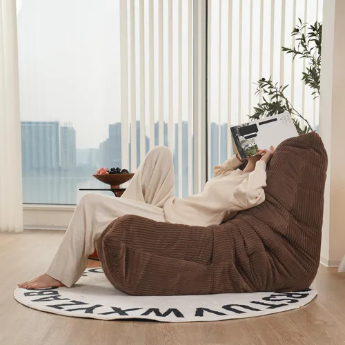 Miniatura 4 de N&V Sofá de suelo sin brazos de mediados de siglo, silla de pana suave de alta calidad, silla decorativa de espuma para sala de estar, dormitorio