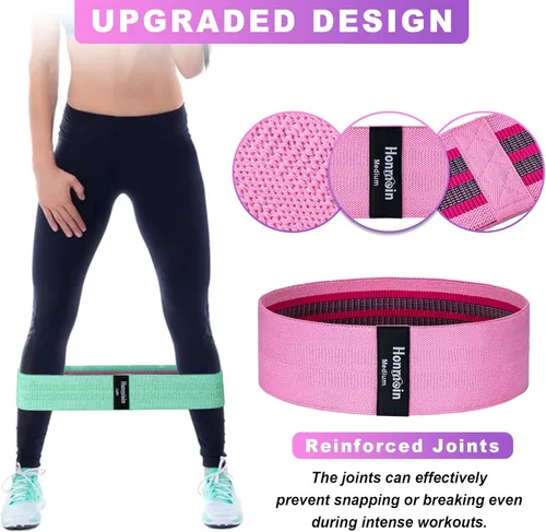 Miniatura 4 de Honmein Bandas de Resistencia para Entrenamiento, Juego de Bandas de Ejercicio de 3 Niveles para Mujeres y Hombres, Bandas de Caderas, Piernas