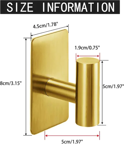 Miniatura 7 de Nolimas Ganchos adhesivos para toallas, ganchos de pared resistentes, ganchos para toallas para baño, adhesivo de acero inoxidable SUS304, ganchos