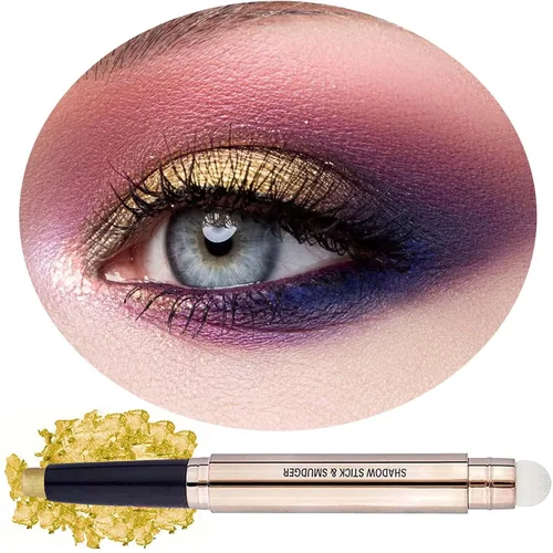 Sombras de ojos de 18 colores brillantes, rotulador impermeable, maquillaje de ojos pop de color (14# brillo dorado)