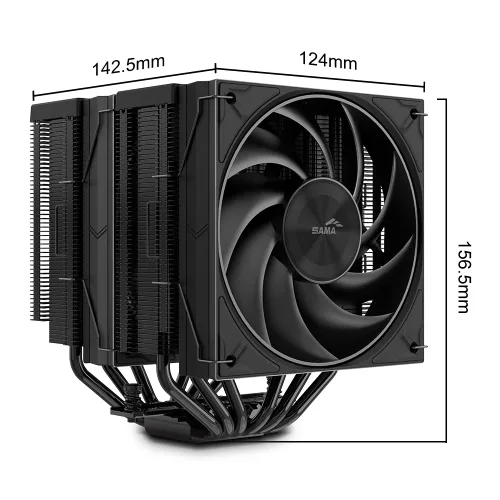 Miniatura 9 de SAMA Enfriador de aire de CPU A40 – Torre única, 1 ventilador de anillo guía silencioso, base de cobre, diseño de aleta híbrida, perfil bajo