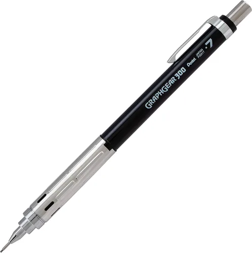 Pentel GraphGear 300 - Lápiz mecánico, caja de 12 lápices, color negro, 0.028 in