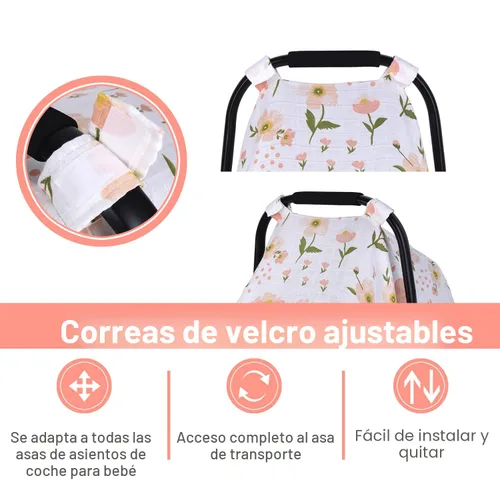 Miniatura 2 de Funda de muselina para asiento de coche para bebés, Metplus Funda transpirable para asiento de coche infantil, funda ligera para portabebés