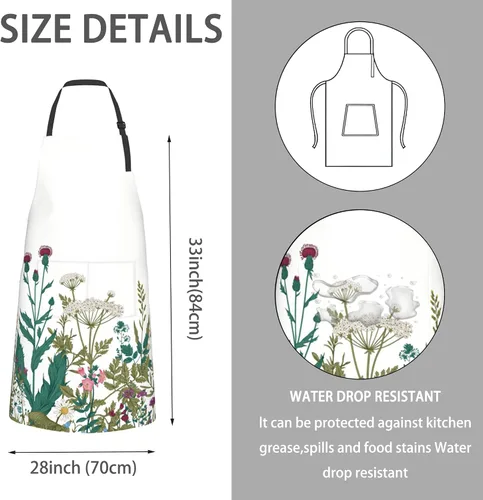 Miniatura 2 de Delantal, delantal con cuello ajustable para mujer, adecuado para el hogar, cocina, delantal de cocina