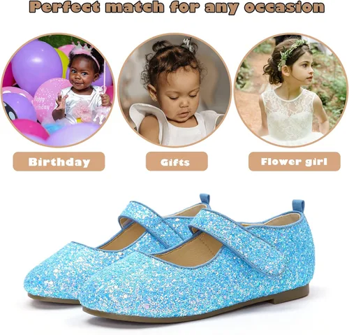 Miniatura 5 de ADAMUMU Zapatos de vestir para niñas, zapatos brillantes para niñas, zapatos de vestir para uniforme escolar de princesa Mary Jane, zapatos