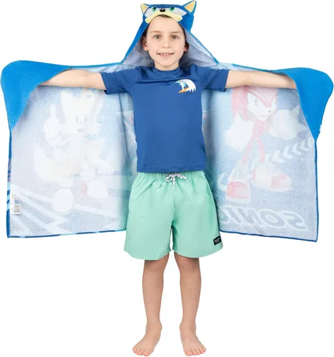 Miniatura 2 de Sonic The Hedgehog, Anime, Toalla Envolvente con Capucha de Algodón Terry Suave para Baño/Piscina/Playa, 24 x 50 pulgadas, Por Franco Kids Multicolor