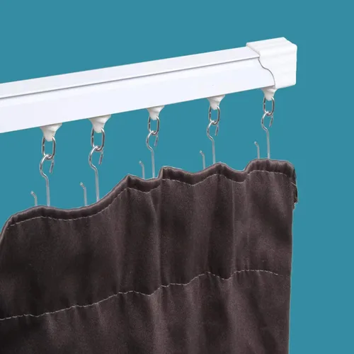Miniatura 5 de Paquete de 2 cortinas de techo de 6 pies, nunca se oxidan y tienen suficientes rodillos y ganchos y se desliza silenciosamente para cortina