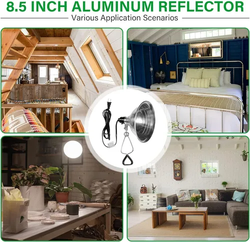 Miniatura 6 de Simple Deluxe - Paquete de 6 lámparas de abrazadera de 8.5 pulgadas con reflector de aluminio de hasta 150 W, cable de 6 pies