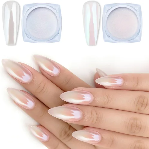 Miniatura 8 de Artdone 16 tarros de polvo de perlas cromadas para uñas plateadas y doradas, espejo iridiscente aurora, pigmento metálico para uñas, pigmento