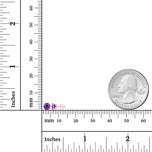 Miniatura 4 de Aretes de tuerca de oro macizo de 10 quilates de 0.157 in con piedra natal genuina