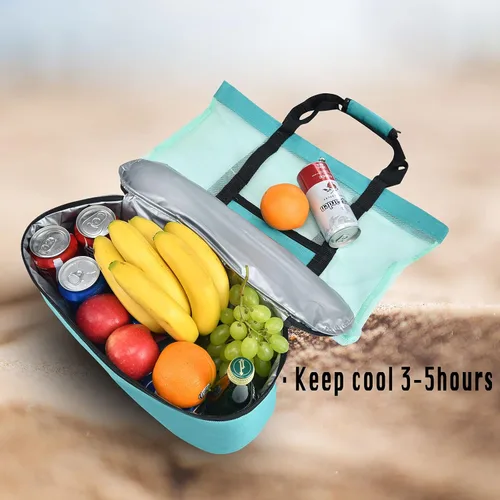 Miniatura 4 de Beach Bag with Cooler, Mesh Beach Tote with Undetachable Insulated Cooler and Pocket for Towels