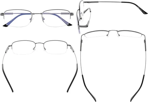Miniatura 2 de Eyekepper Lentes de lectura progresivos con protección UV de medio borde, 3 niveles, multienfoque, para hombres y mujeres, marco de memoria flexible