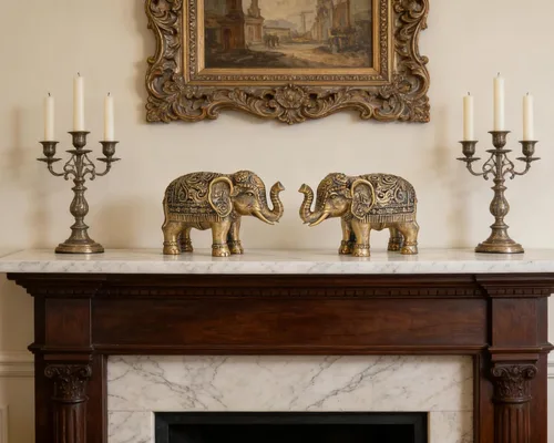 Miniatura 7 de Pequeña estatua de elefante para decoración del hogar, símbolo de suerte y prosperidad, resina de 4 pulgadas, acento dorado antiguo, elefante