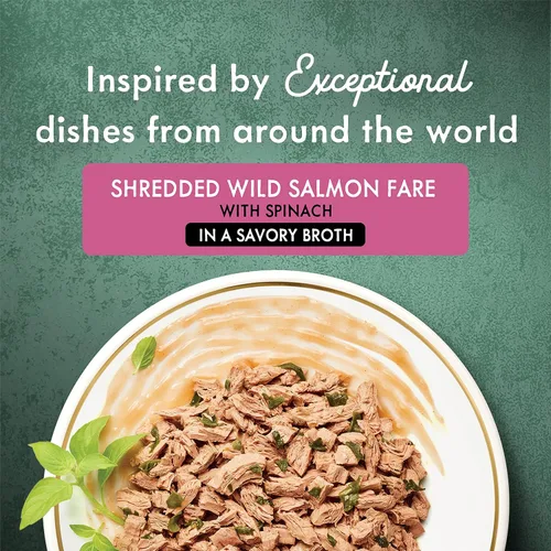 Miniatura 4 de Purina Fancy Feast - Alimento húmedo para gatos, Medleys - Comida de salmón salvaje rallado con espinacas en un sabroso caldo de comida para gatos