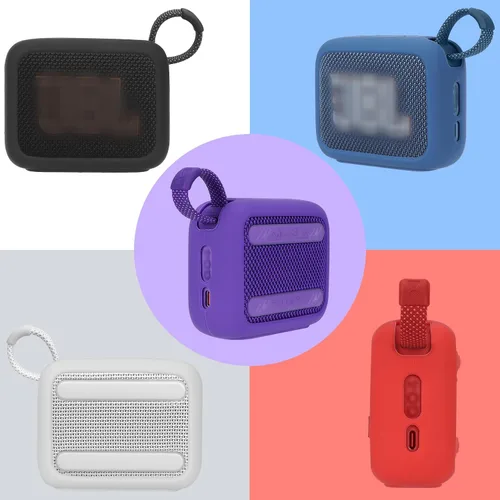 Miniatura 8 de Funda de silicona Lebakort compatible con altavoz portátil JBL GO 4 (Funda negra)