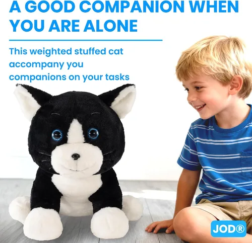 Miniatura 2 de JOD® Peluche de gato negro con peso de 27 pulgadas, animal de peluche de gato negro con peso, lindos peluches de 5 libras almohada suave juguete