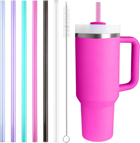 Miniatura 8 de Popote de repuesto compatible con Stanley Quencher de 40 oz, 30 oz Tumbler, popotes reutilizables extra largos de 12 pulgadas de plástico para vaso