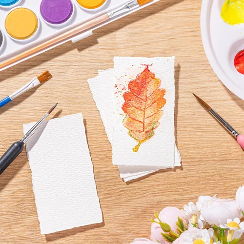Miniatura 5 de Prudiut 50 hojas de papel de acuarela de algodón, 300 g/m², borde de 5,08 x 8,89 cm, ideal para pinturas de acuarela, bocetos acrílicos, manualidades