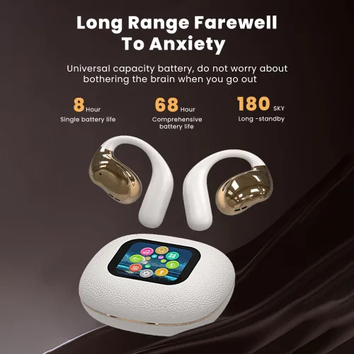 Miniatura 5 de Auriculares de oreja abierta, ultra cómodos, inalámbricos Bluetooth 5.4, auriculares sobre la oreja con pantalla táctil inteligente ganchos