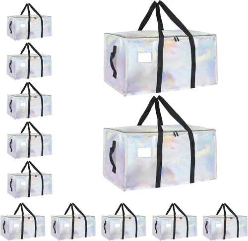 Miniatura 24 de Paquete de 4 bolsas de mudanza extra grandes y resistentes, bolsas de almacenamiento impermeables con asas y cremalleras, plegables para dormitorio