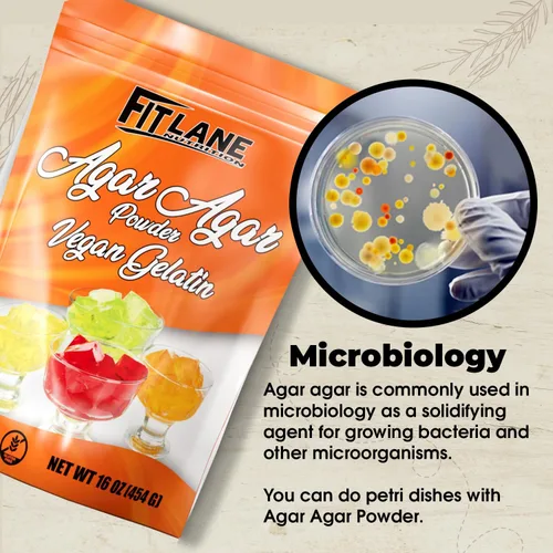 Miniatura 5 de Agar Agar en polvo de 16 onzas – Gelatina vegana (vegetariana) – Sin OMG, sin gluten y rica en nutrientes – Sustituto de la mezcla de carne