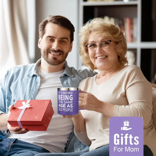 Miniatura 6 de NOWWISH Regalos de Navidad para mujeres, es raro tener la misma edad que personas mayores Taza, regalos divertidos de cumpleaños para mujeres, mamá
