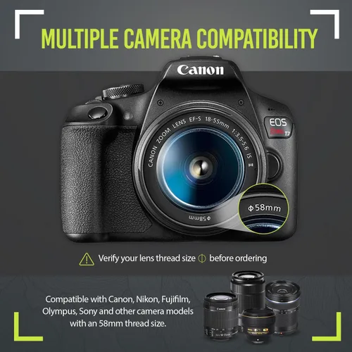 Miniatura 8 de Kit de lentes Ultra Deluxe para cámaras Canon Rebel T3, T5, T5i, T6, T6i, T7, T7i, EOS 80D, EOS 77D con lente Canon EF-S de 0.709-2.165 in es II.